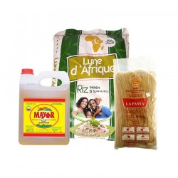 RIZ 25KG + SPAGHETTI 5 KG + HUILES 5KG